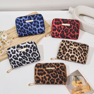 Portafoglio E Porta Carte Da Donna In Stile Casual Con Dettagli In Metallo, Tinta Unita E Stampa Leopardata In Pu. h5 Immagine2
