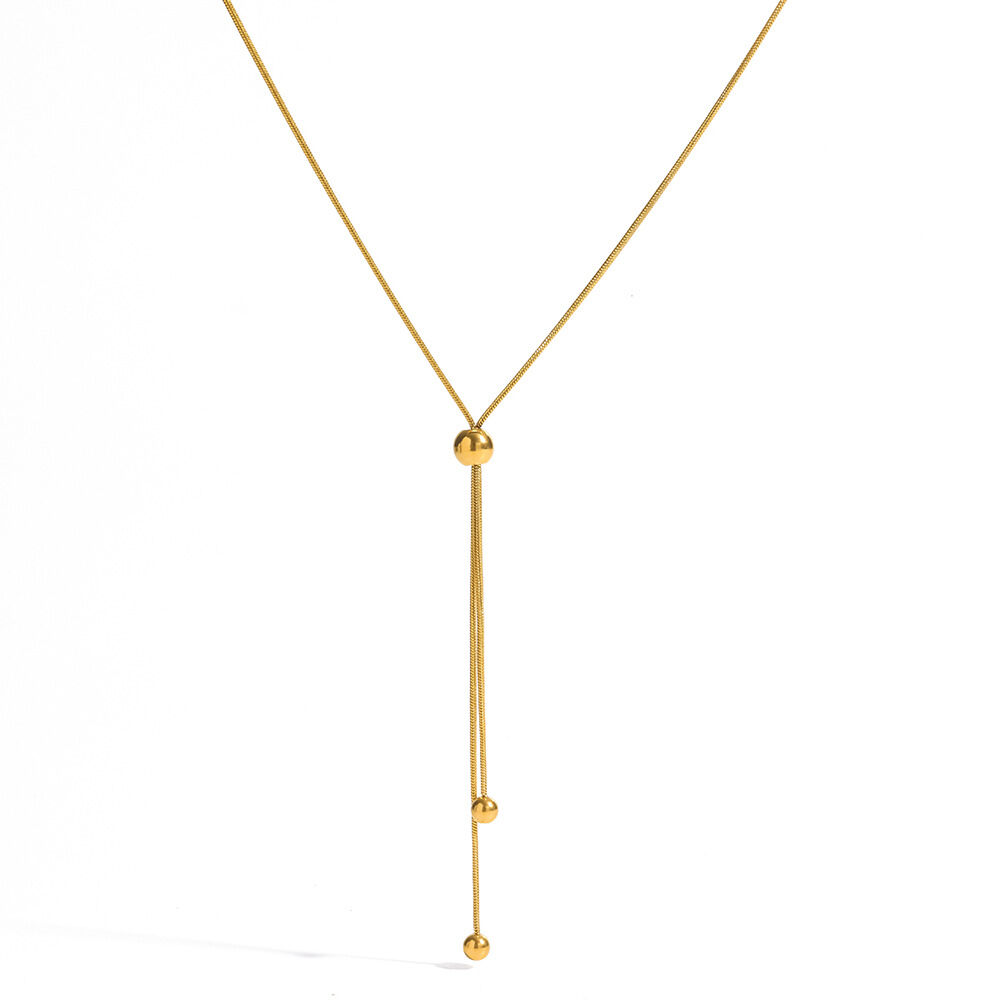 Simple Series Daily Geometric Shape Stainless Steel Waterproof Gold Color Unisex Pendant Necklaces Picture4
