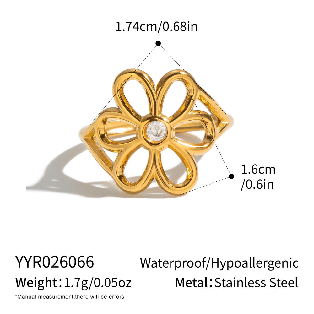 Statement-Ringe Aus Wasserfestem Edelstahl In Goldfarbe, Blumenförmig