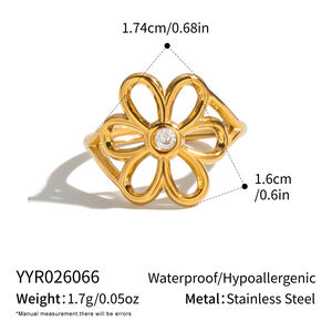 Statement-Ringe Aus Wasserfestem Edelstahl In Goldfarbe, Blumenförmig h5