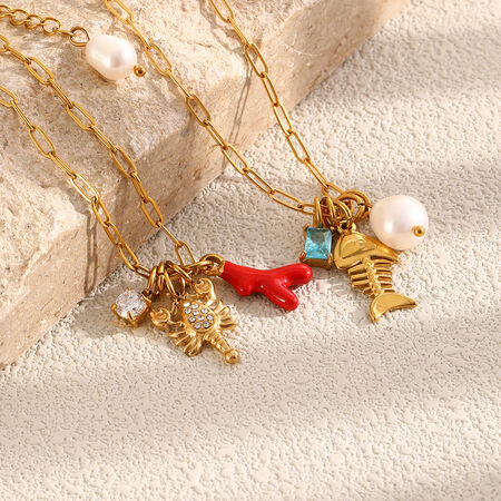 Romantic Series Vacation Oceanic Style Fish Stainless Steel Waterproof Gold Color Anklets 2