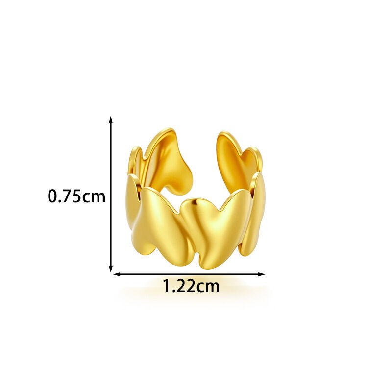 Boucles D'Oreilles Manchette Pour Femmes, En Acier Inoxydable, Couleur Or, Motif Fleur Et Cœur, Étanches, Série Simple h5Image2