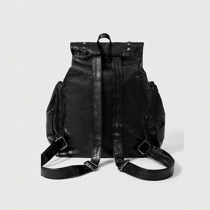 Casual Style Metal Hardware Studded Cross Rivet Premium Quality Pu Women's Backpack 2