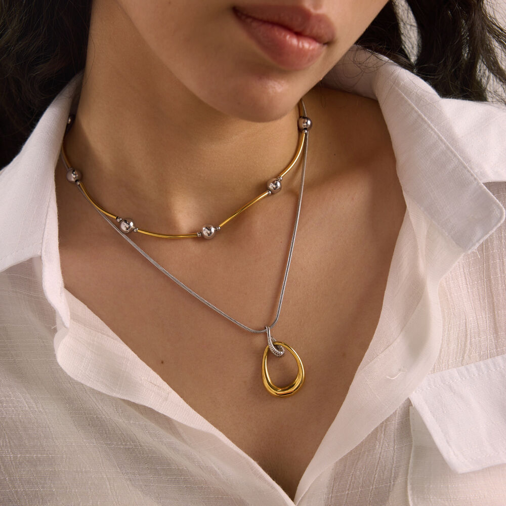 Simple Series Elegant Irregular Shape Stainless Steel Waterproof Women's Pendant Necklaces Picture2