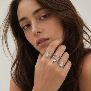 Einfache Hip-Pop/Rock-Ringe Aus Edelstahl, Wasserdicht, Mit Unregelmäßiger Form Und Zirkonia-Edelsteinen Für Damen h5 Bild3