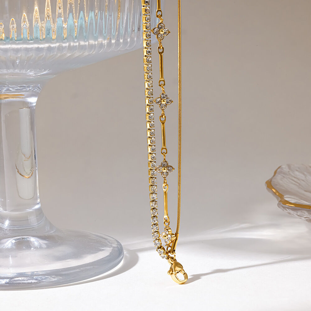 Bracciale Da Donna A Catena In Acciaio Inossidabile Color Oro, Elegante E Romantico, Con Fiori Dalla Forma Irregolare E Impermeabile. 2