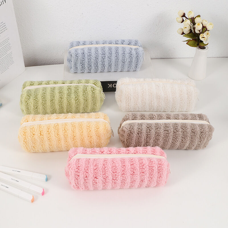 Simple Series Casual Polyester Solid Color Stripe Pen Pouches