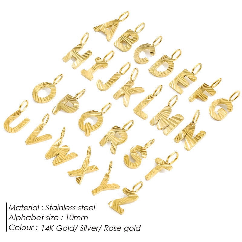 Einfache DIY-Buchstabenanhänger aus Edelstahl, wasserdicht, goldfarben, für Damen h5 Bild2