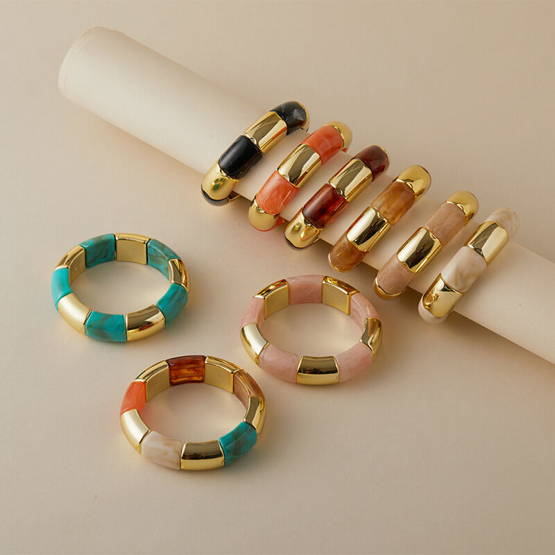 Simple Patchwork Resin Ccb Women's Bangles Picture3