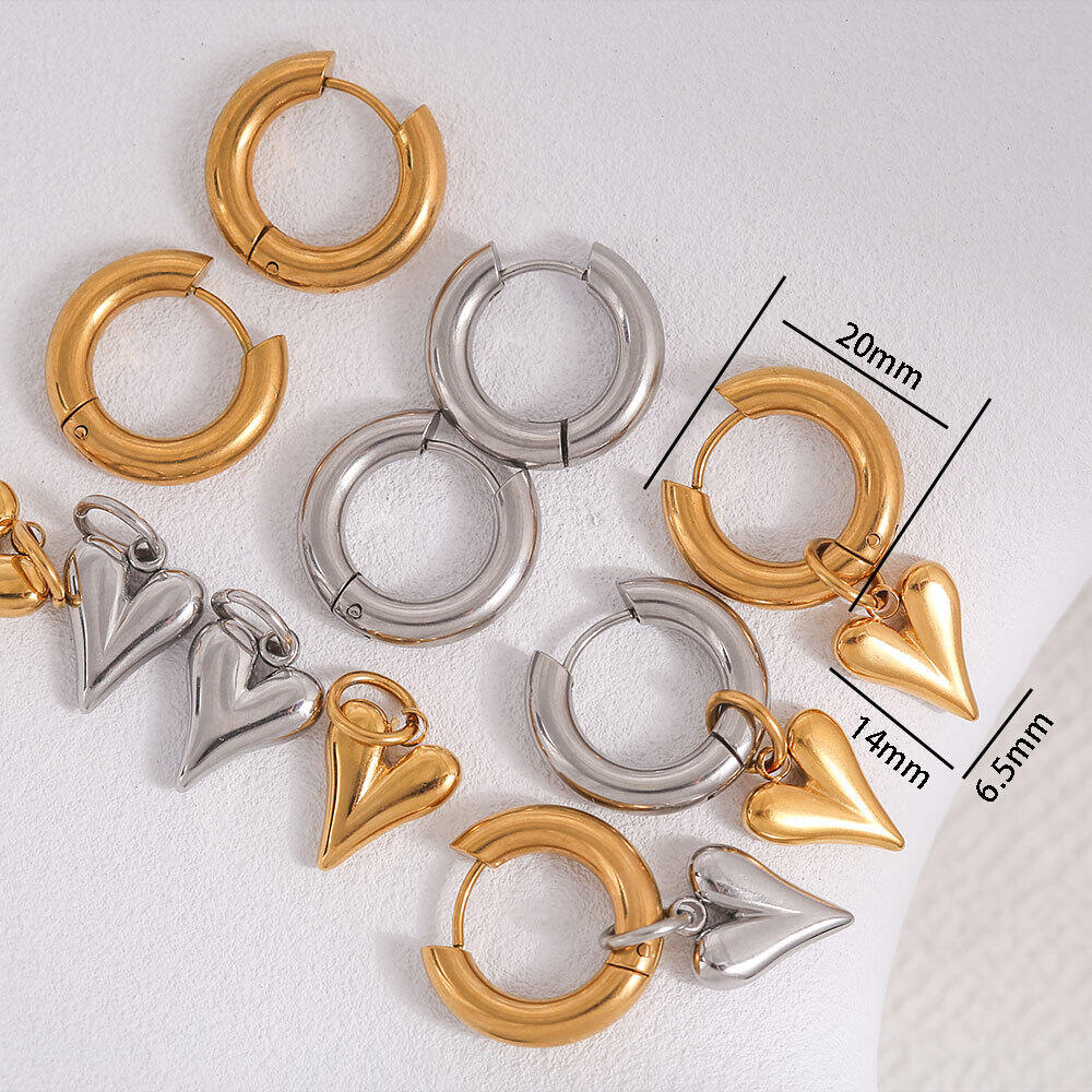 Simple Series Simple Heart Roestvrijstalen Waterdichte Oorbellen In Goudkleur Voor Dames h5 Afbeelding4