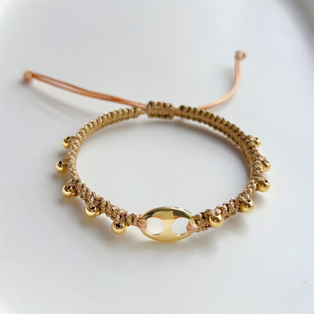 Simple Series Vacation Star Smiling Face Woven Rope Gold Color Women's Braided Bracelets 2