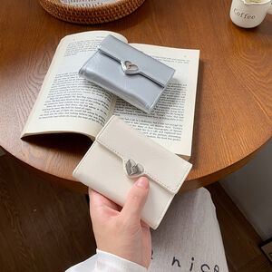 Casual Style Metal Hardware Heart Solid Color Premium Quality Pu Women's Square Bag Wallets & Card Holders h5 Picture2