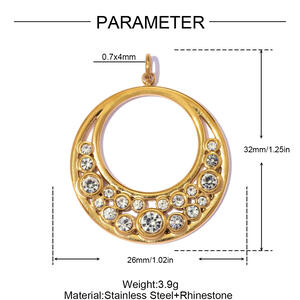 Simple Series Geometric Shape Stainless Steel Waterproof Gold Color Rhinestone Natural Stone Women's Pendants h5