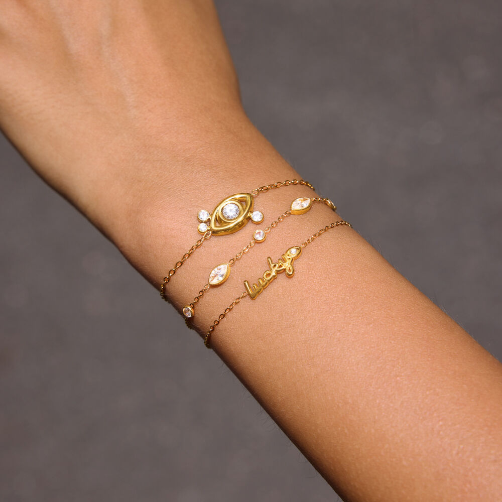 Simple Series Elegant Devil's Eye Stainless Steel Waterproof Zircon Women's Charm Bracelets h5Picture2