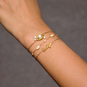 Simple Series Elegant Devil's Eye Stainless Steel Waterproof Zircon Women's Charm Bracelets h5 Picture2