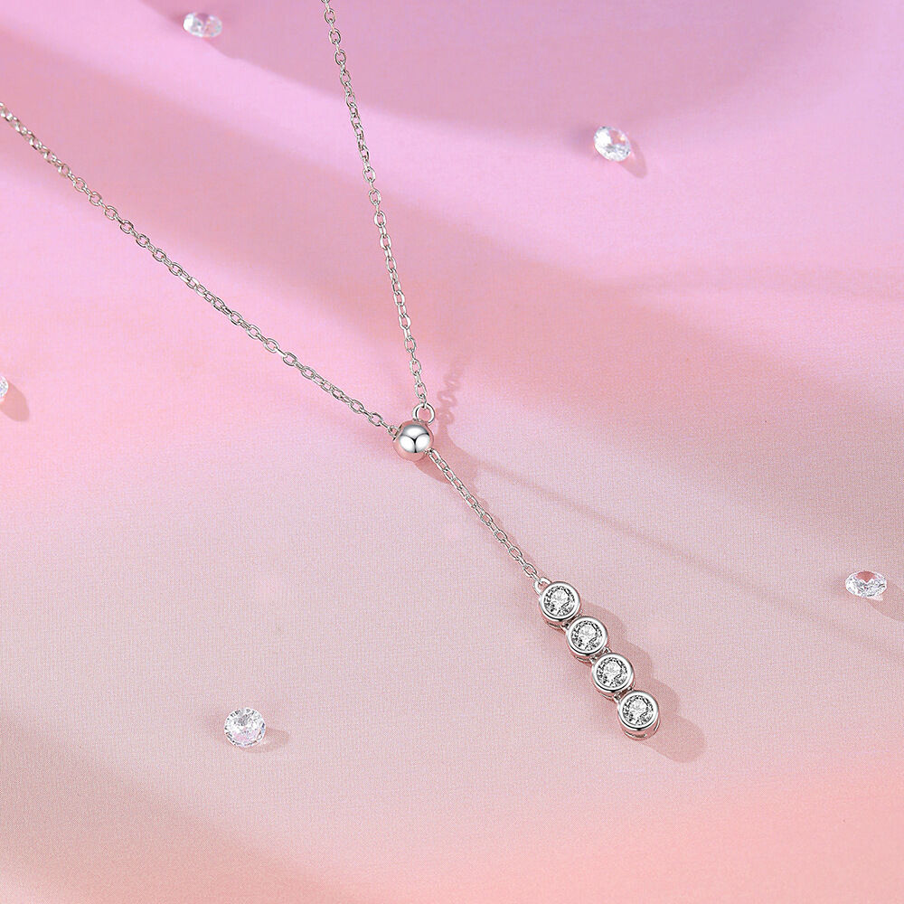 Simple Series Elegant Twist 925 Sterling Silver Color Rhodium Plating Women's Moissanite Necklaces h5Picture3