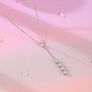 Simple Series Elegant Twist 925 Sterling Silver Color Rhodium Plating Women's Moissanite Necklaces h5 Picture3