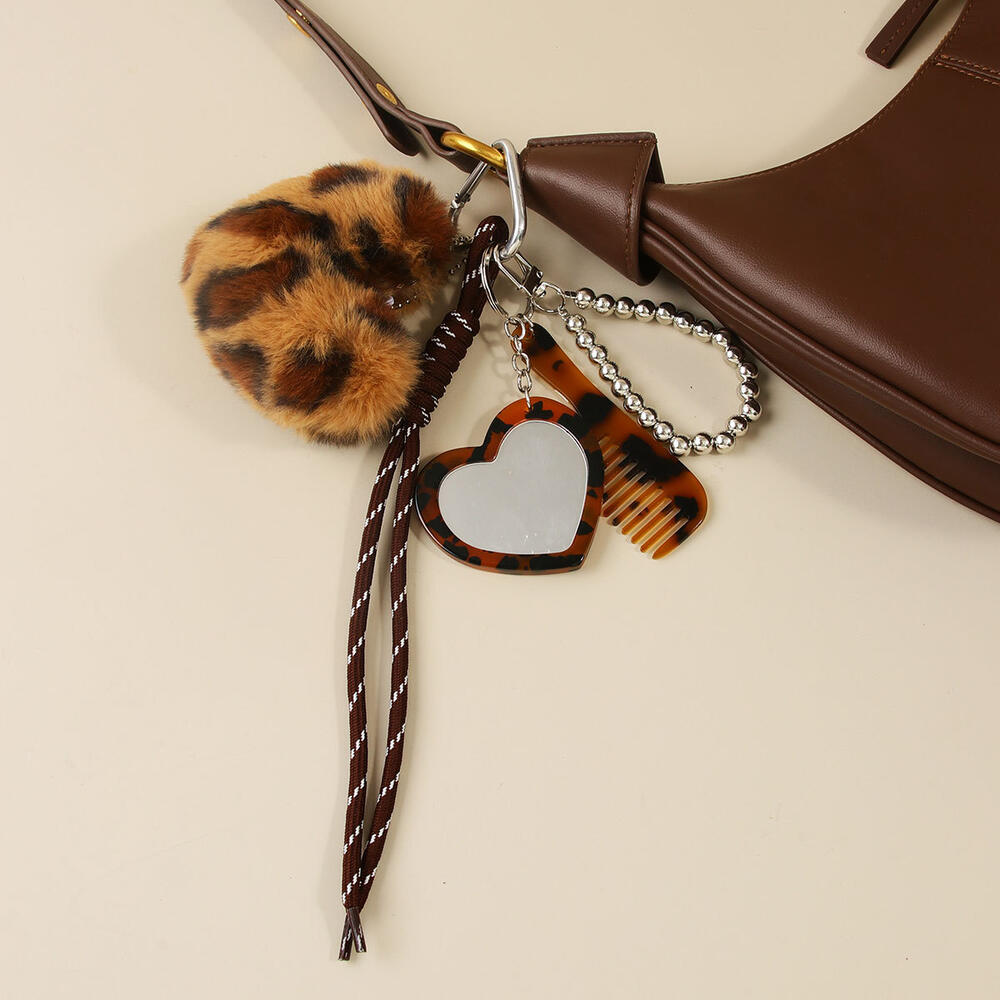 Simple Serisi Retro Kalp Şeklinde Bükümlü Leopar Desenli Zincir Premium Kalite Pu Çanta Aksesuarları h5Resim2