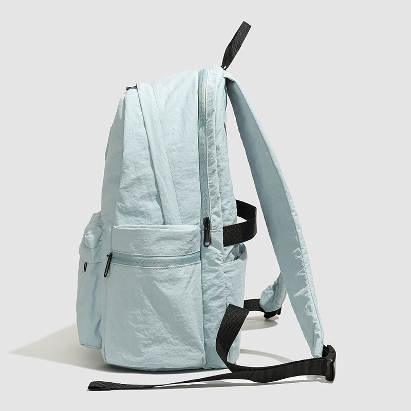 Lässiger Damenrucksack aus Nylon, ohne Aufdruck, einfarbig, rund Bild4