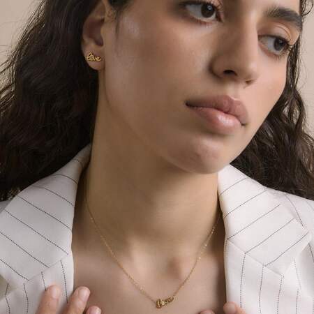 Simple Series Simple Letter Stainless Steel Waterproof Gold Color Women's Necklaces Sets 2