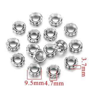 Perles D'Espacement En Acier Inoxydable Massif, Étanches Et Or Avec Strass h5