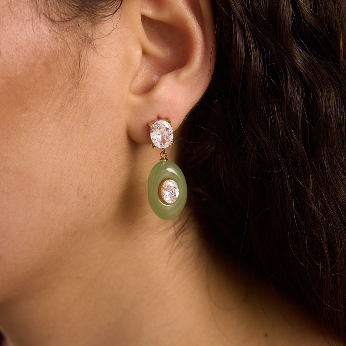 Simple Series Retro Ellipse Shape Stainless Steel Waterproof   Gold Color  Women's Drop Earrings 2