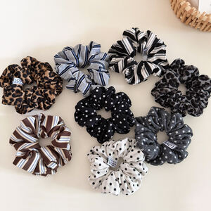 Simple Series Daily Leopard Print Stripe Polka Dots Mixed Color Fabric Scrunchies h5 Picture4