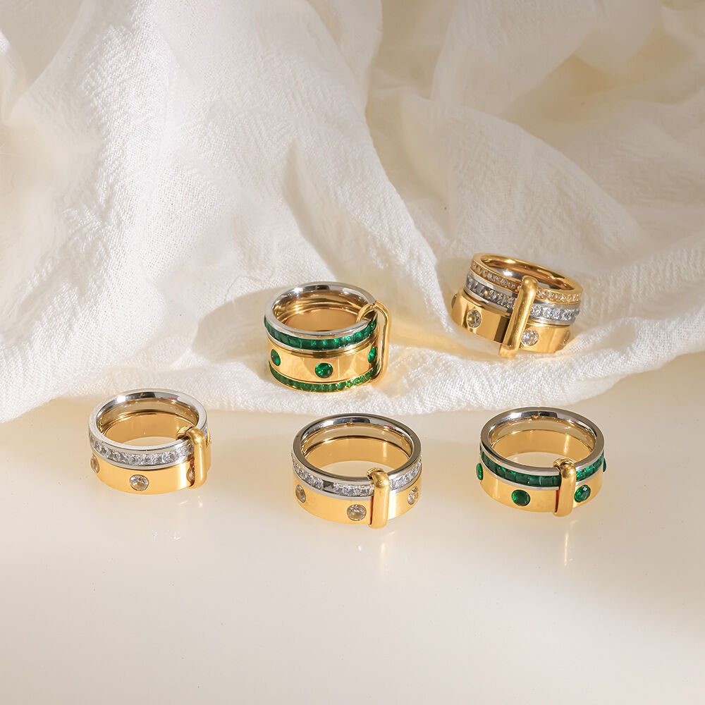 Anillos Llamativos De Acero Inoxidable Con Circonitas, Estilo Retro Y Lunares, De La Serie Clásica, Resistentes Al Agua Y Con Hilo Circular. Imagen2