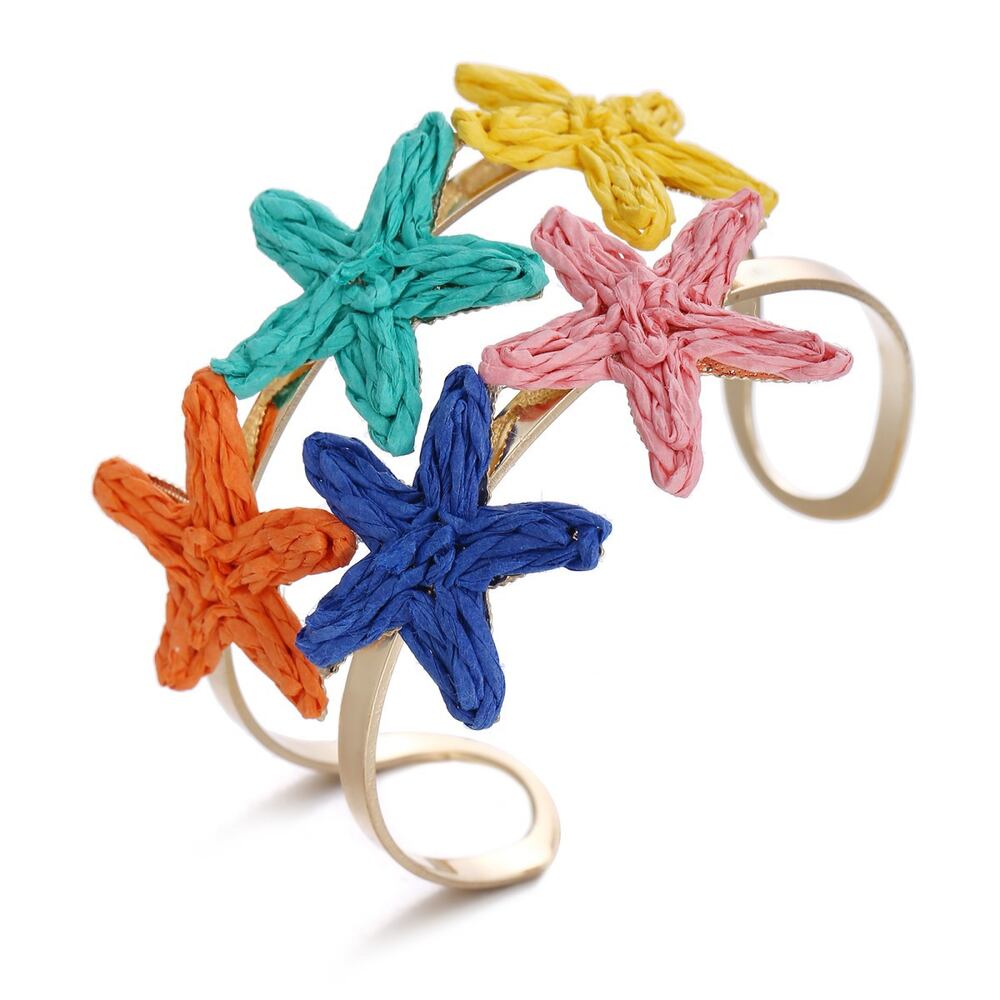 Simple Series Vacation Woven Starfish Raffia Women's Bangles Picture3