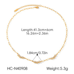 Simple Series Daily Circle Stainless Steel Waterproof Gold Color Zircon Women's Chain Necklaces h5 Picture2