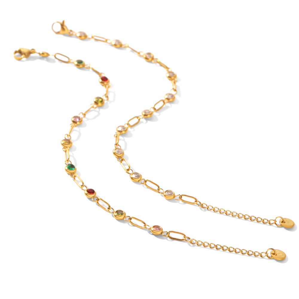 Stainless Steel Waterproof Gold Color Zircon Women's Chain Bracelets Picture4