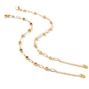 Stainless Steel Waterproof Gold Color Zircon Women's Chain Bracelets h5 Picture4