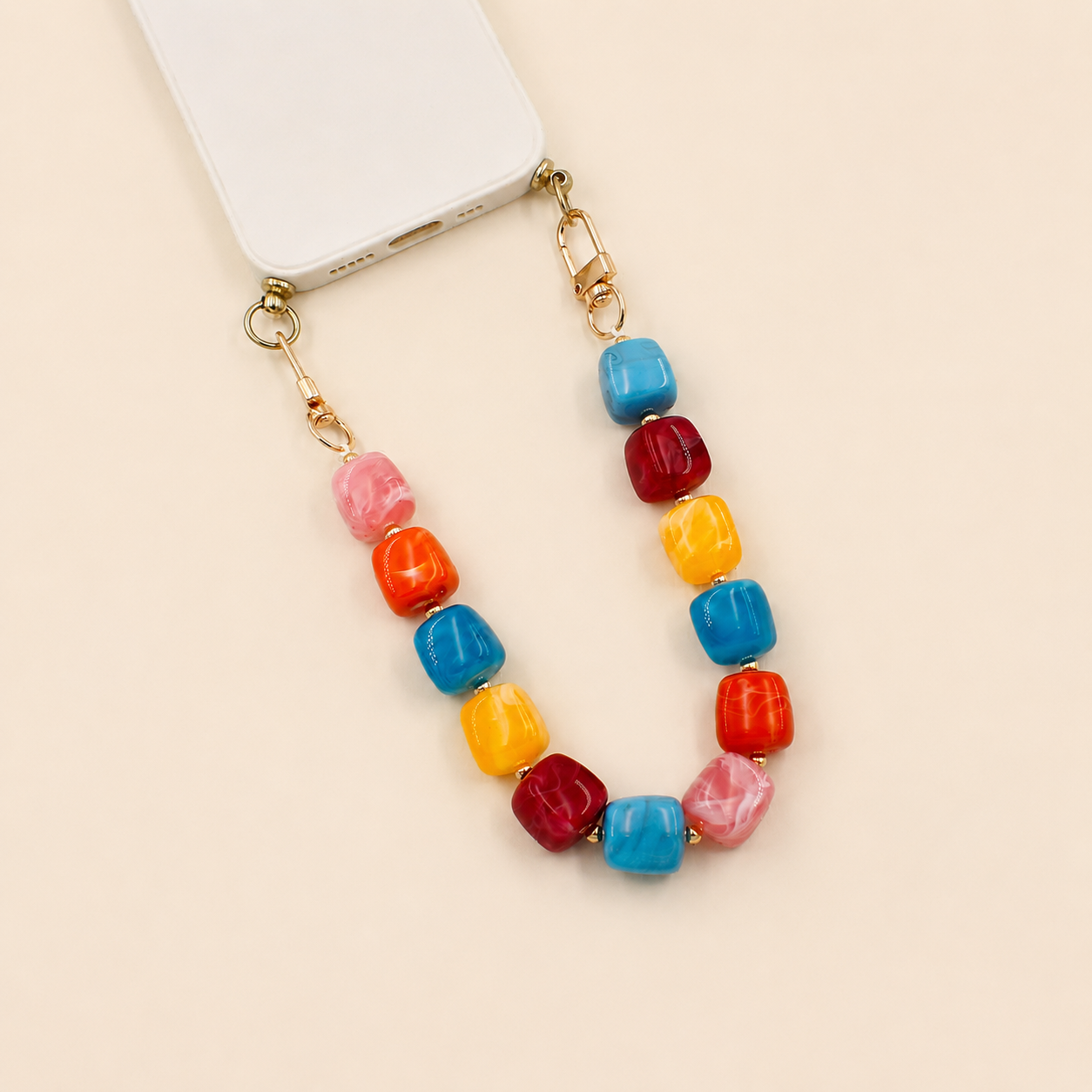 Cadena para teléfono y bolso de acrílico con cuentas retro de la serie Simple, color degradado mixto.