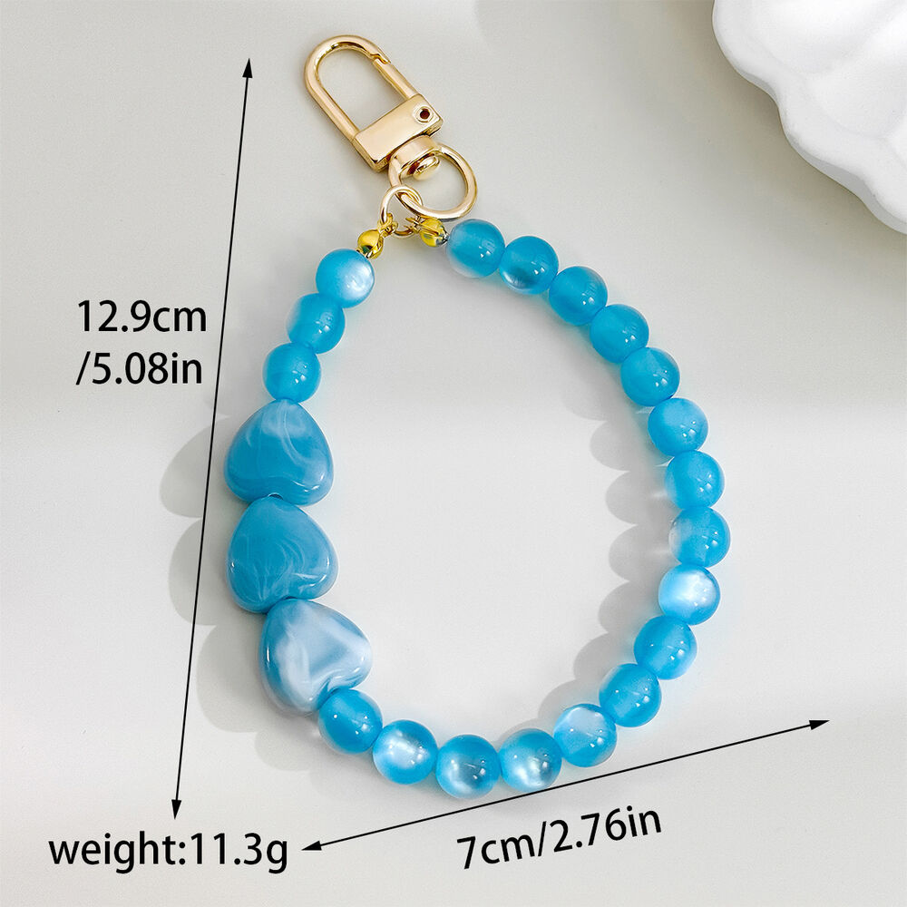 Romantic Series Simple Heart Solid Color Beads Gradient Color Resin Phone & Bag Chain h5Picture3