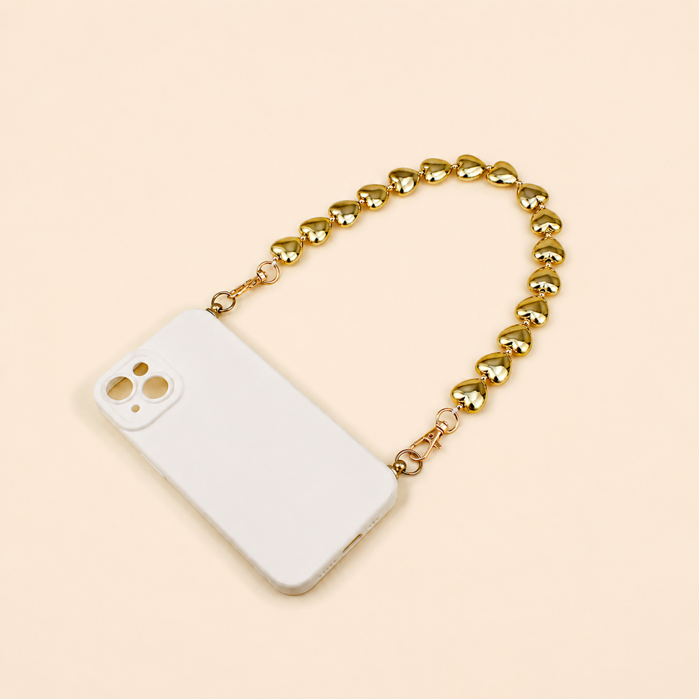 Romantic Series Simple Heart Beads Metal Phone & Bag Chain h5Picture2