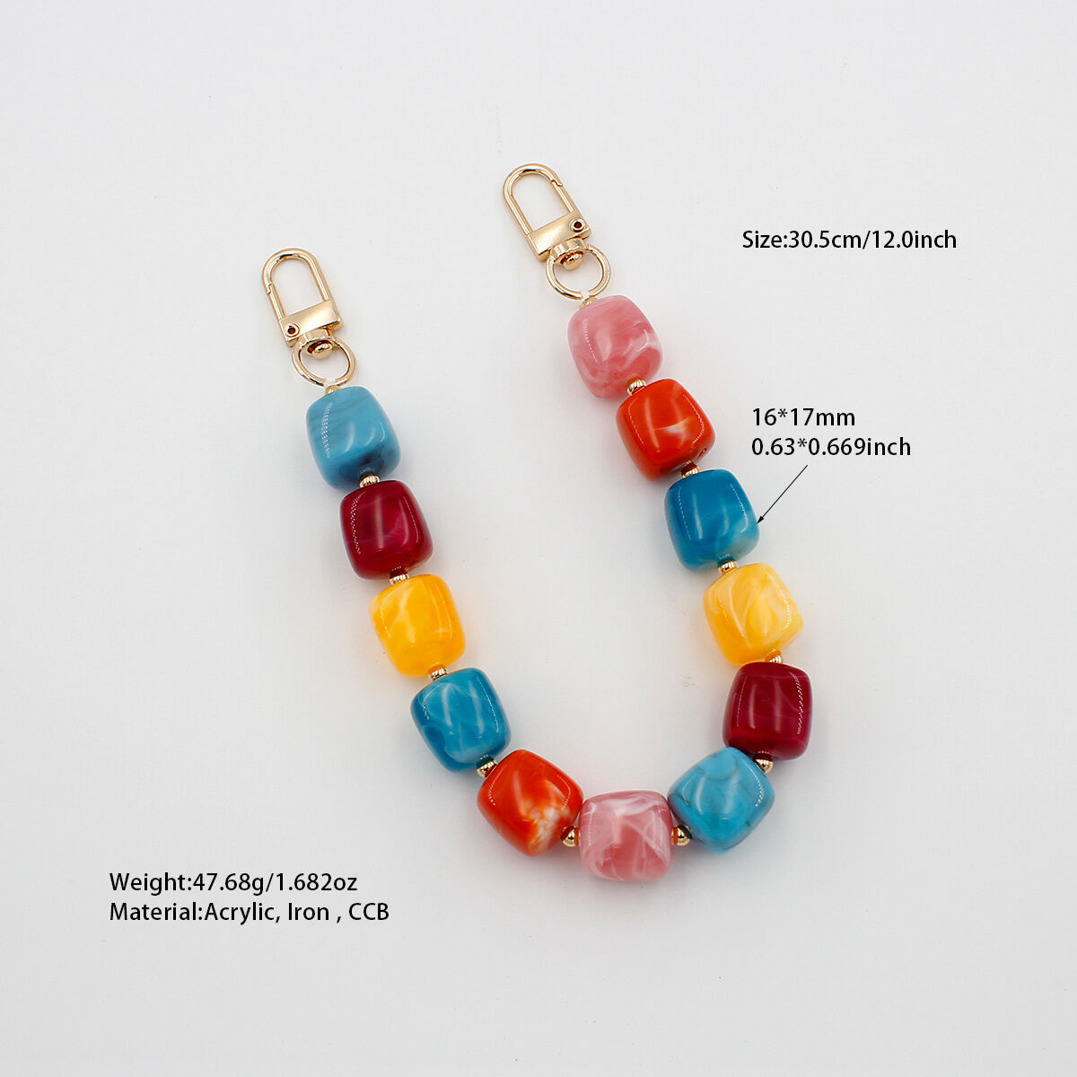 Simple Series Retro Beads Mixed Color Gradient Color Acrylic Phone & Bag Chain h5 Picture6