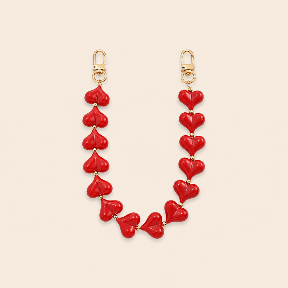 Romantic Series Simple Heart Solid Color Gradient Color Acrylic Phone & Bag Chain h5Picture2