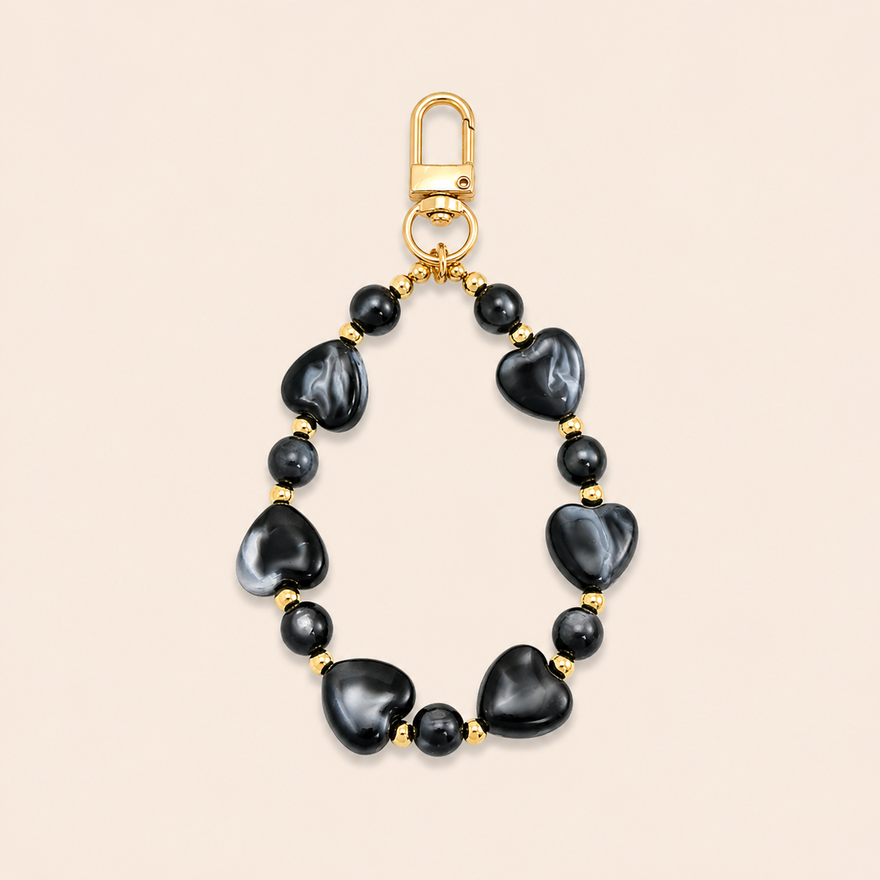 Romantic Series Retro Heart Solid Color Beads Gradient Color Resin Phone & Bag Chain Picture2