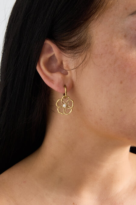 Boucles d'oreilles pendantes en acier inoxydable plaqué or 14 carats, motif floral, collection Daily Simple, bijoux pour femmes 2