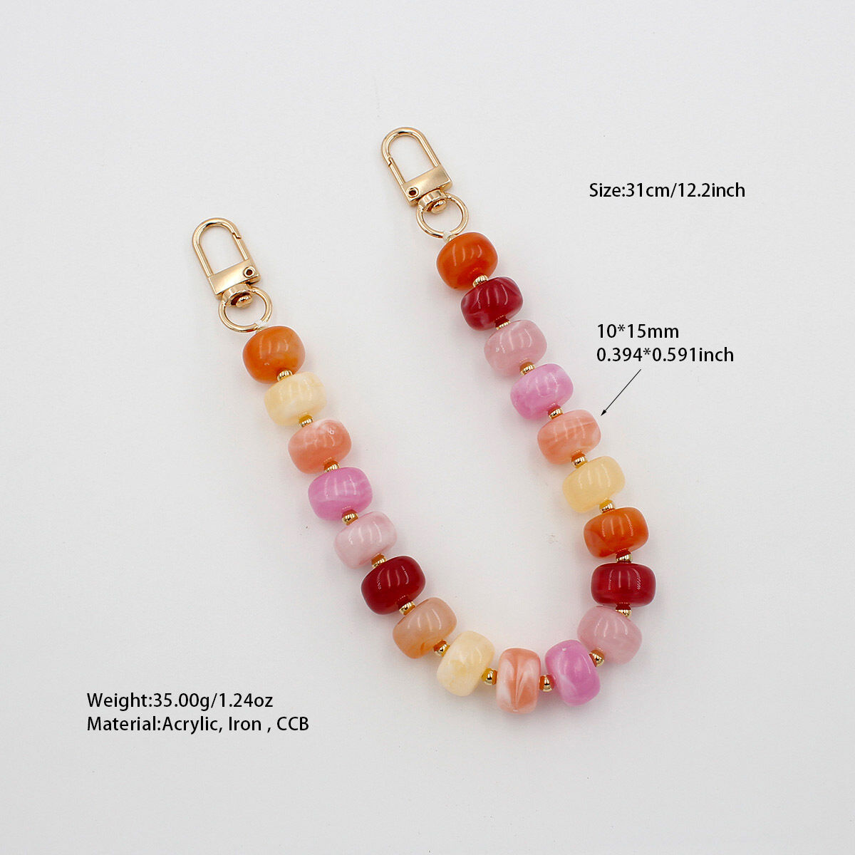Simple Series Daily Solid Color Beads Mixed Color Gradient Color Acrylic Phone & Bag Chain Picture7
