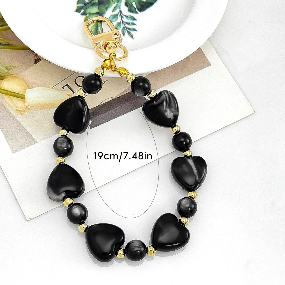 Romantic Series Retro Heart Solid Color Beads Gradient Color Resin Phone & Bag Chain Picture4