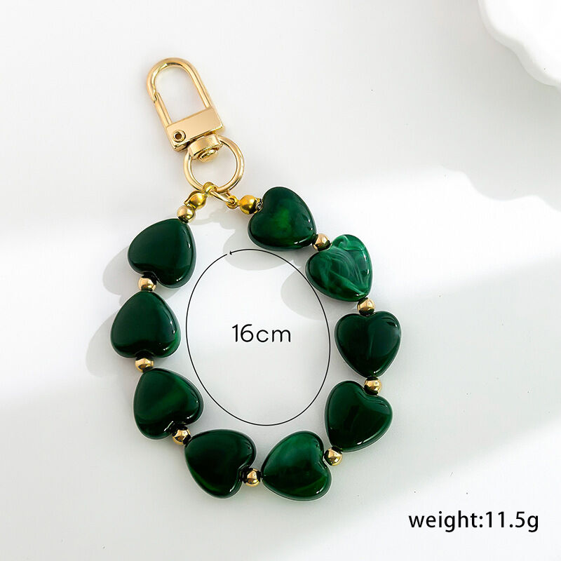Romantic Series Simple Heart Solid Color Beads Gradient Color Resin Phone & Bag Chain h5Picture4