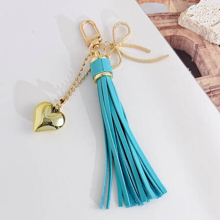 Simple Series Casual Heart Bow Knot Solid Color Tassel Pu Bag Charms