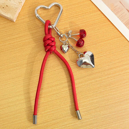 Simple Series Sweet Heart Twist Cherry Alloy Bag Charms