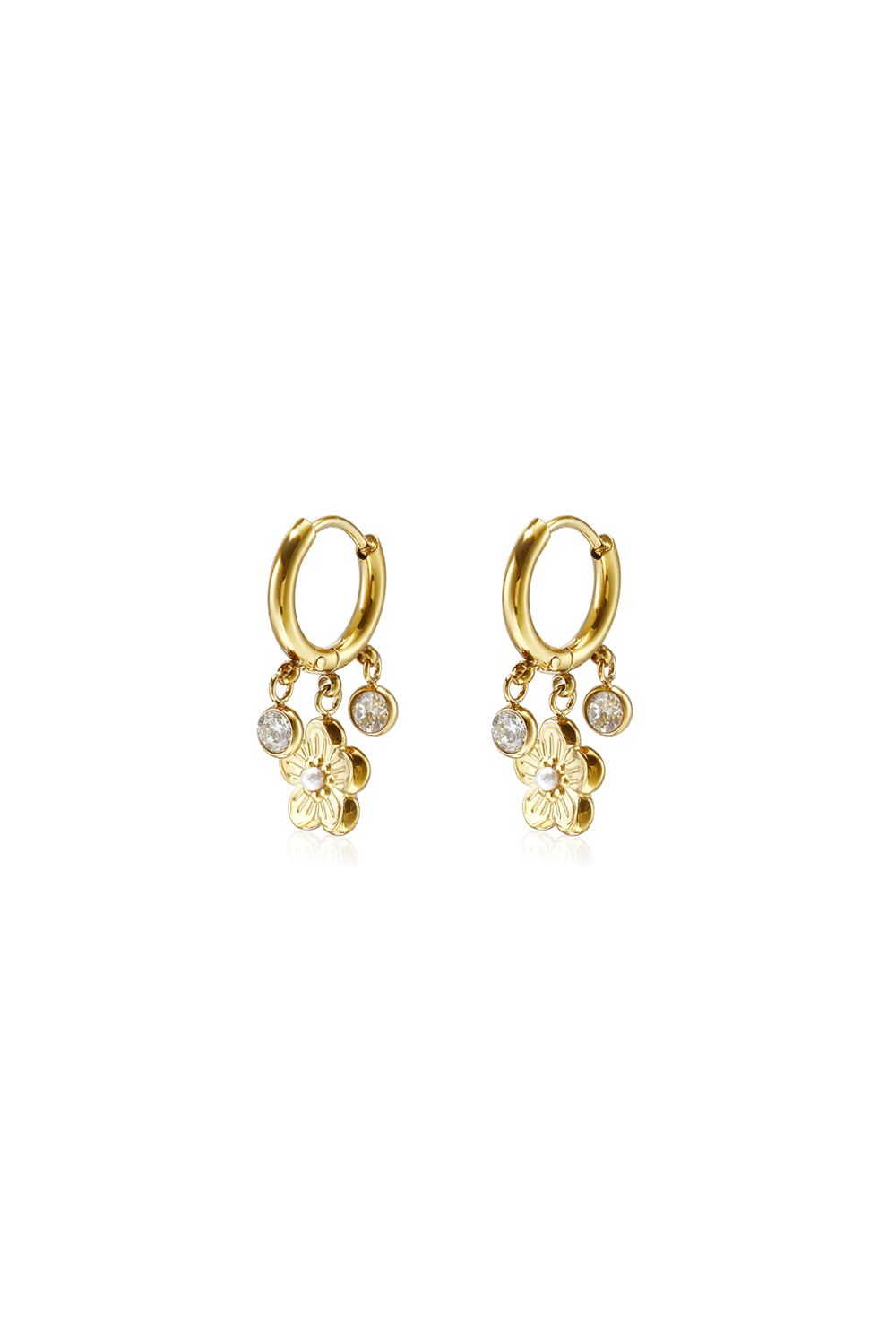 Stainless Steel Drop Earrings Flower Simple Daily Simple Series Women's Jewelry 