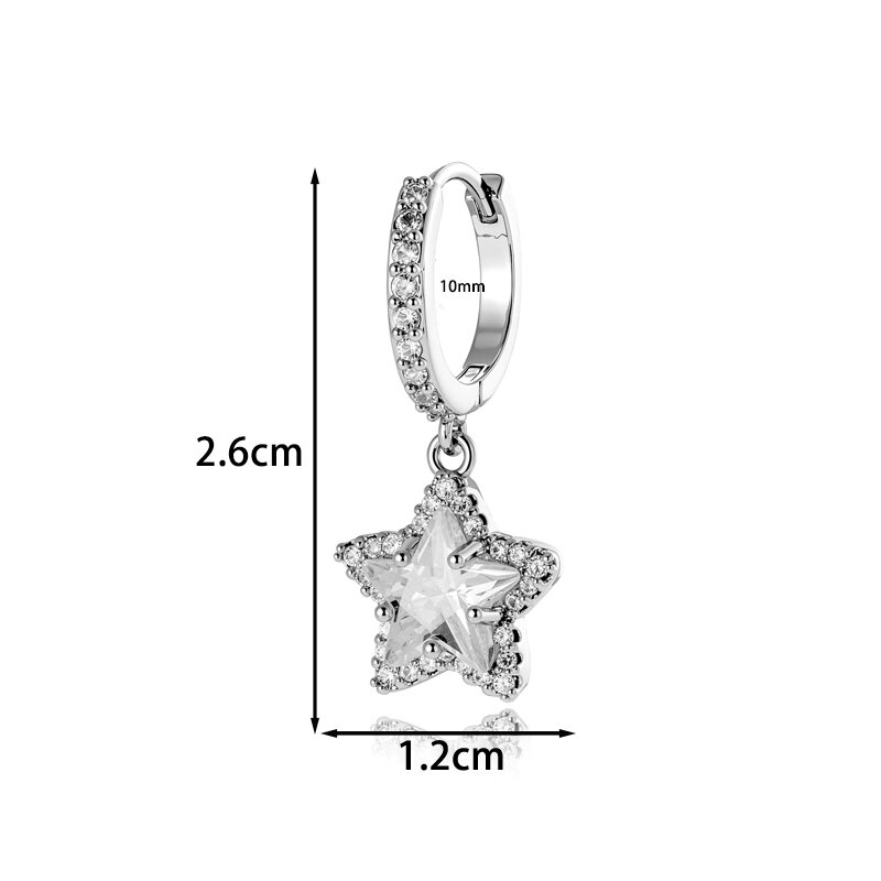 Orecchini pendenti da donna Simple Series Star in rame e zirconi Immagine2