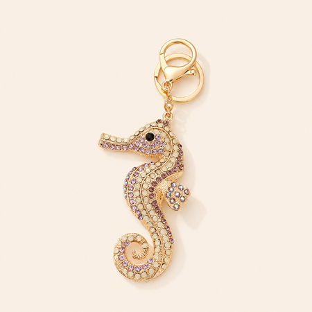 Luxurious Series Natural Animal Solid Color Oceanic Style Alloy Rhinestone Keychain 2