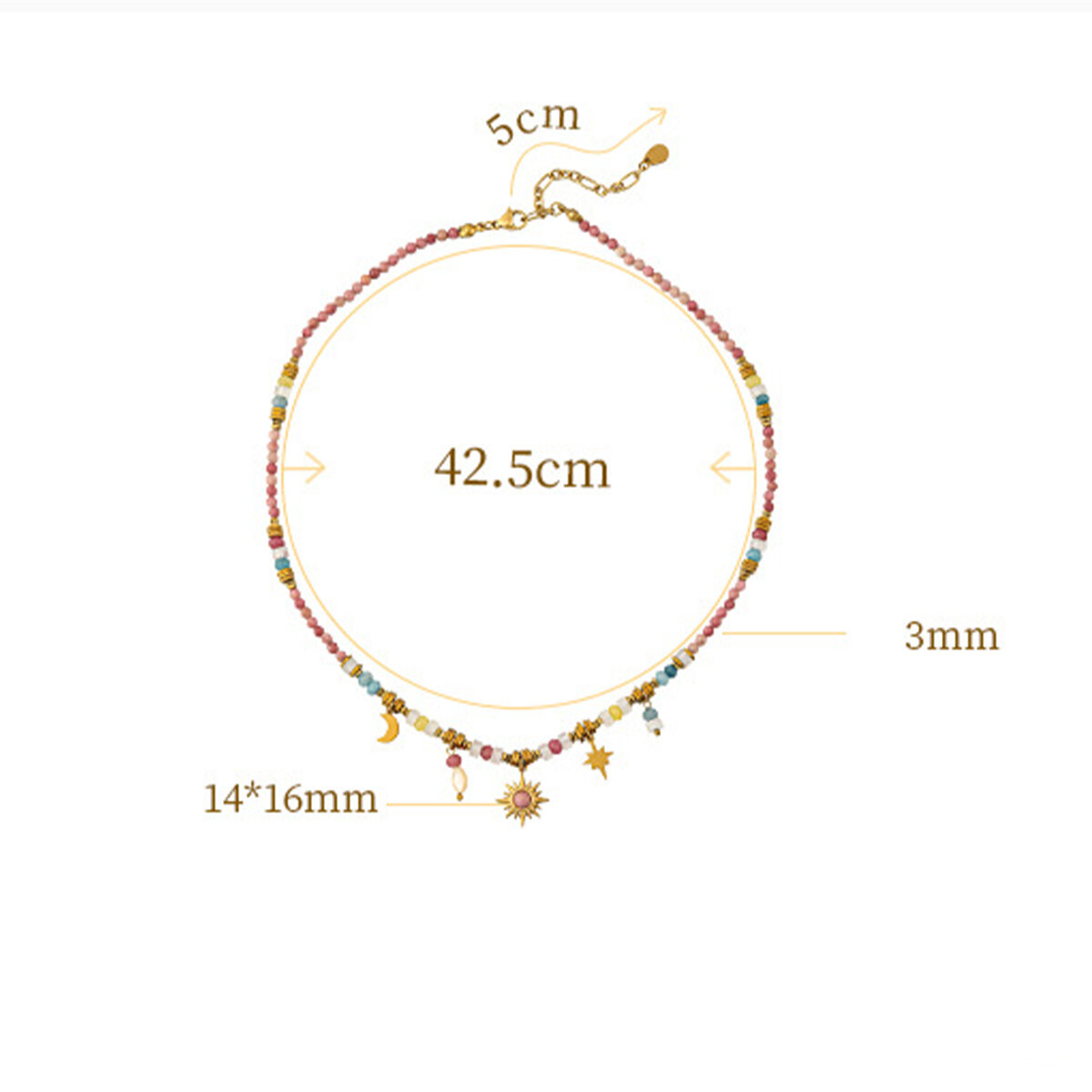 Classic Series Retro Sun Beads Natural Stones Women's Beaded Necklaces h5 