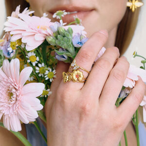 Sweet Flower & Butterful Shape Stainless Steel Waterproof Gold Color Women's Rings Set h5 Picture2