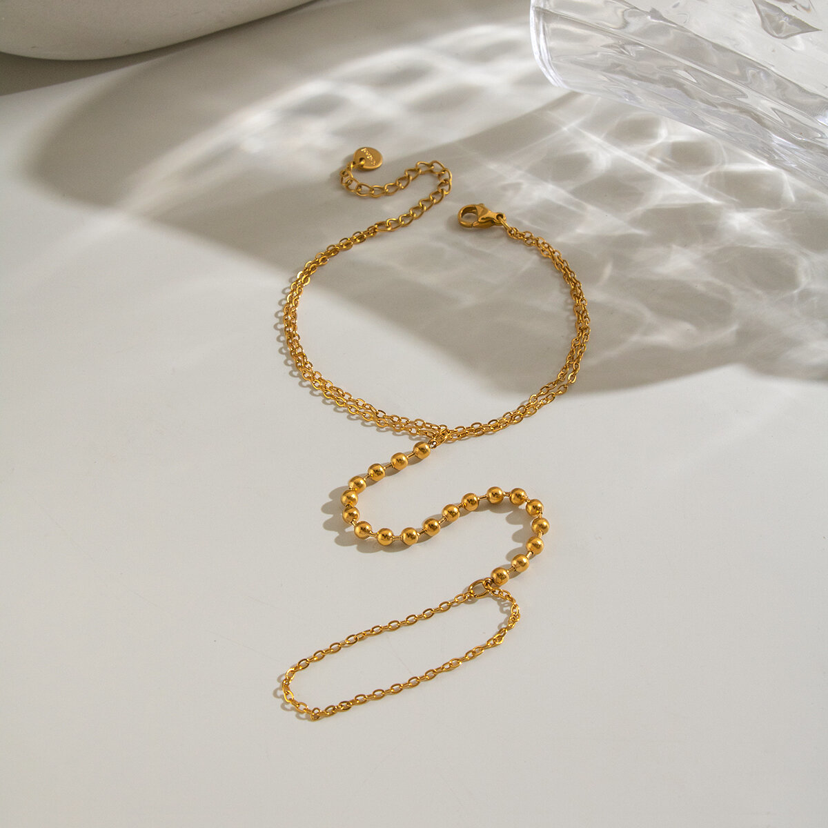 Beads Stainless Steel Waterproof Gold Color Women's Hand Chain h5 Picture5